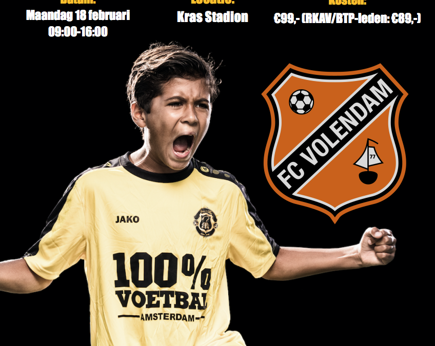 Born to Play organiseert 18 februari Clinic bij FC Volendam!!