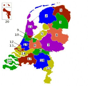 Kaart van Nederland met kieskringen | Partij Helder