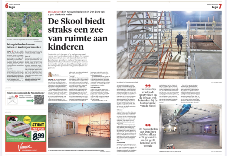 Verslaggever Anja Roubos van het NHD schreef een mooi stuk over de aanbouw zijnde Skool, na een werkbezoek op 3 september.