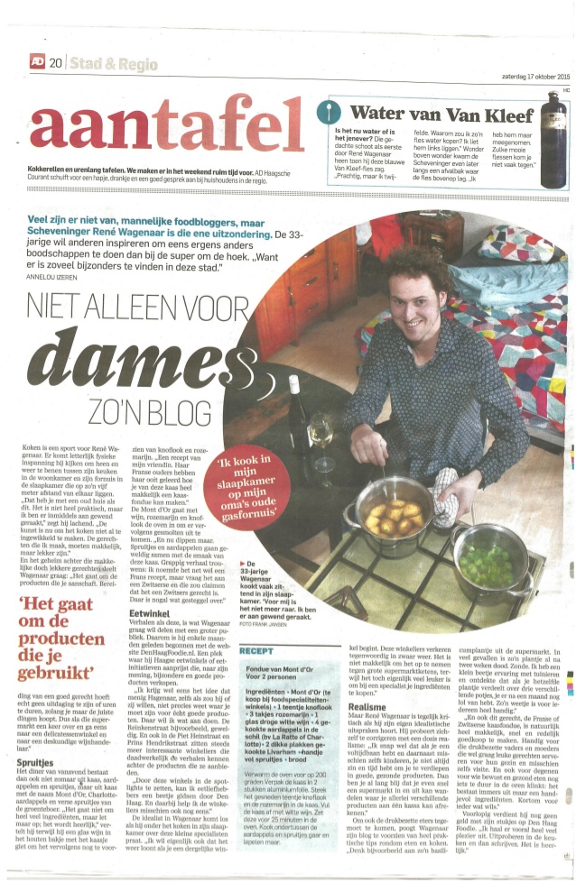Den Haag Foodie René Wagenaar Algemeen Dagblad AD 17 oktober 2015
