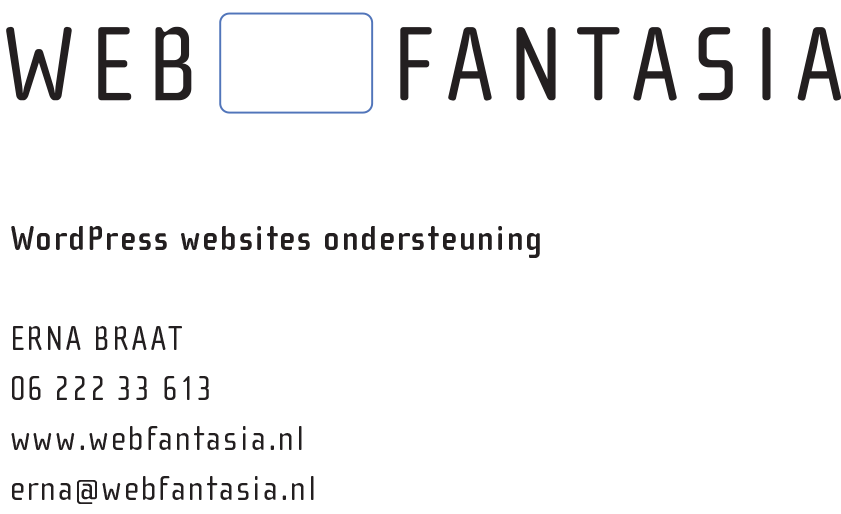 Web Fantasia Erna Braat WordPress ondersteuning